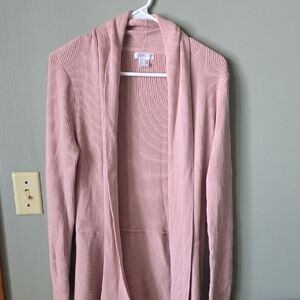 VENUS Blush Pink Ribbed Open-Front Cardigan